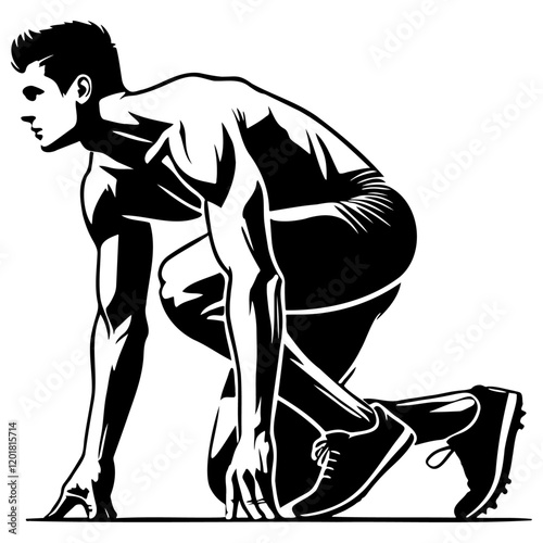 Male Runner Crouch Start Silhouette.