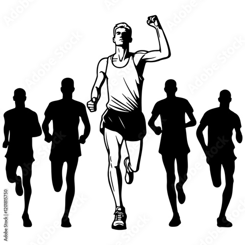 Athlete Winner Reach Finish Line.
