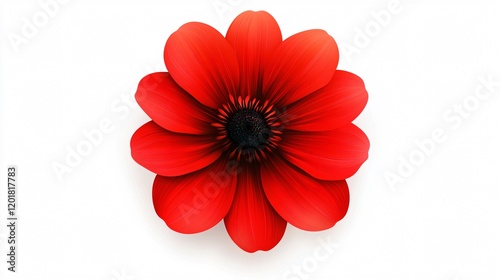Red Flower Icon on White Background - Ideal for Floral Graphics