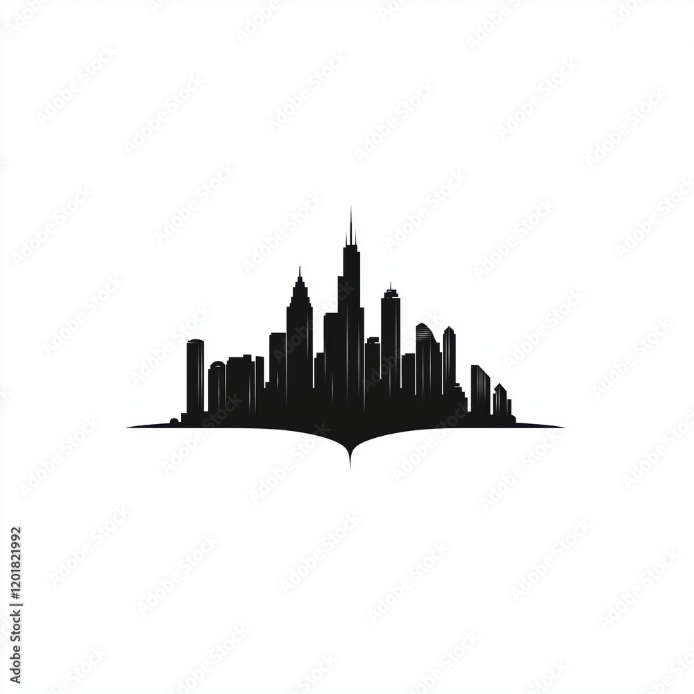 Obraz premium Minimalist skyline design, ideal for real estate agencies in urban areas