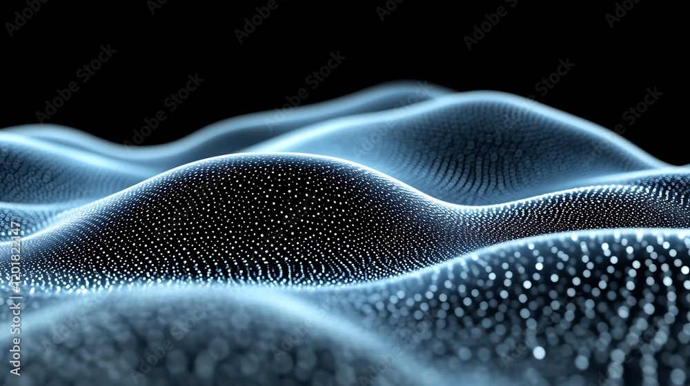 Abstract Blue Particle Wave Digital Landscape Abstract Blue Particle Wave Digital Landscape