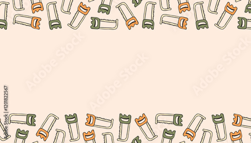 a frame with an empty space for the text. the frame is made of a saw blade. saw. a construction tool. an ad frame. a template for posters of a construction company. vector.