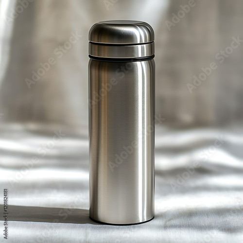 Sleek Stainless Steel Thermos Bottle photo