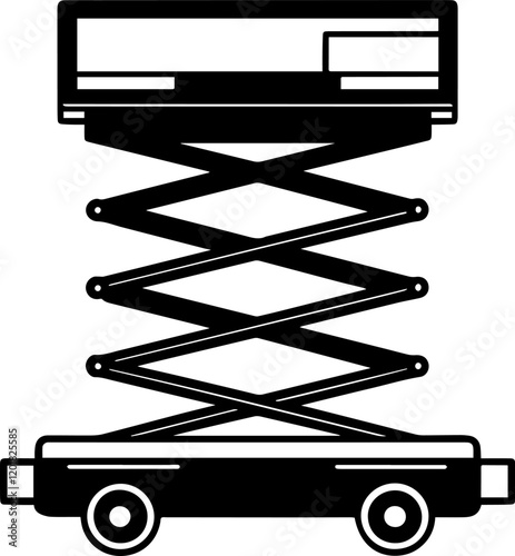 scissor lift machine silhouette vector illustration