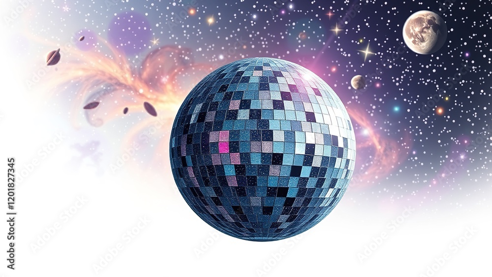 Obraz premium Cosmic Disco Ball Sticker - Astronomical Universe