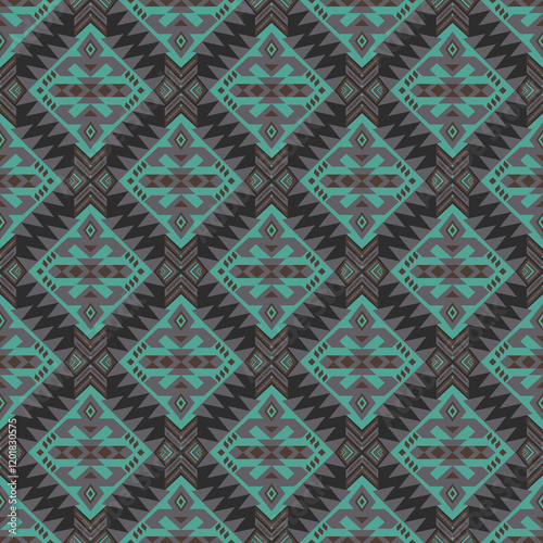 American tribal ethnic native pattern seamless.Traditional Navajo,Aztec,Apache,Southwest and Mexican style fabric pattern.Abstract vector motif pattern.For fabric,clothing,blanket,woven,wrap,decorate.