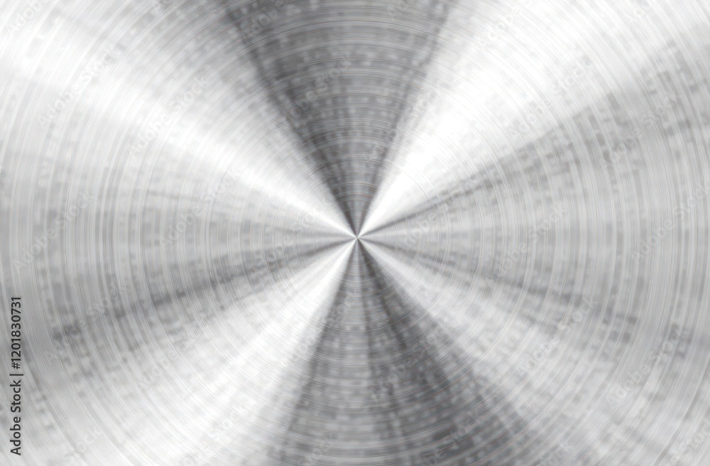 Obraz premium Shiny brushed metallic steel, aluminium circular background texture. Bright polished metal silver plate. Round shiny glossy stainless steel texture