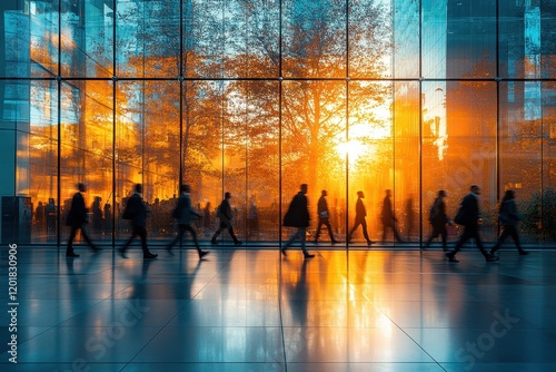 Wallpaper Mural Blurred motion of business professionals in a sleek office environment Torontodigital.ca