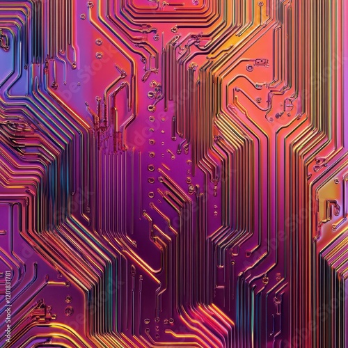 Futuristic Seamless Pattern of Nanochips with Iridescent Finish photo