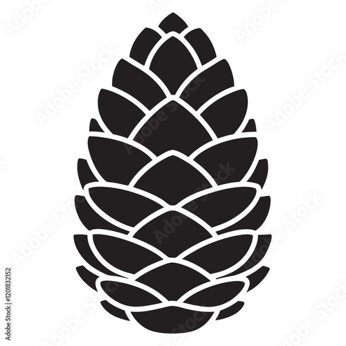 Black silhouette vector icon of a pine cone
