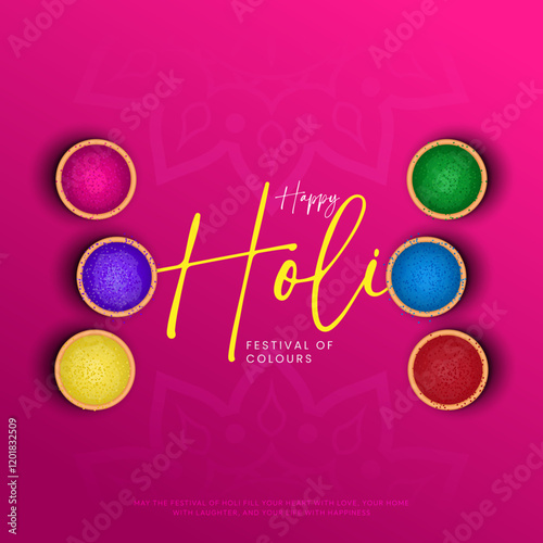 Happy holi text festival of colours creative social media post illustration. Creative Holi Text design. Creative vector illustration of abstract colorful Happy Holi background design.