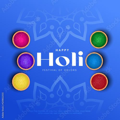 Happy holi text festival of colours creative social media post illustration. Creative Holi Text design. Creative vector illustration of abstract colorful Happy Holi background design.