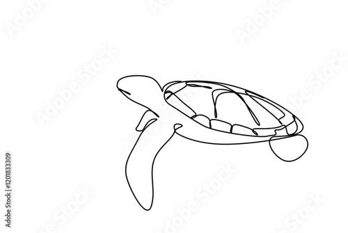 Line drawing of ocean turtle simboizes freedom