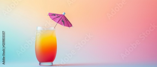 Colorful Beach Drink on a Pink Umbrella
