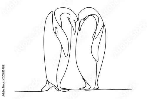 cute penguins love each other