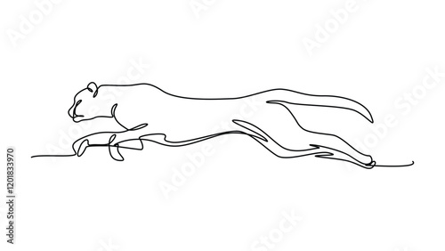 tiger hunt pose line art drawing