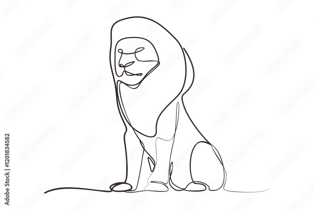 Obraz premium Mighty lion line drawing art
