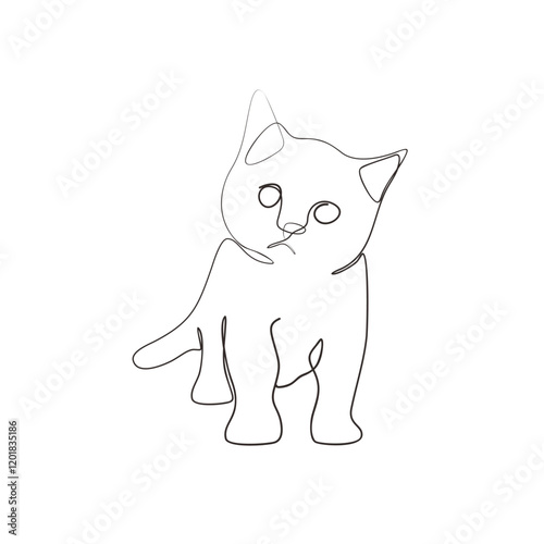 Line Art Cat or Kitten Drawing for wall decoration