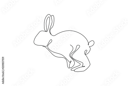 Cute rabbit line drawing art for wall decoration