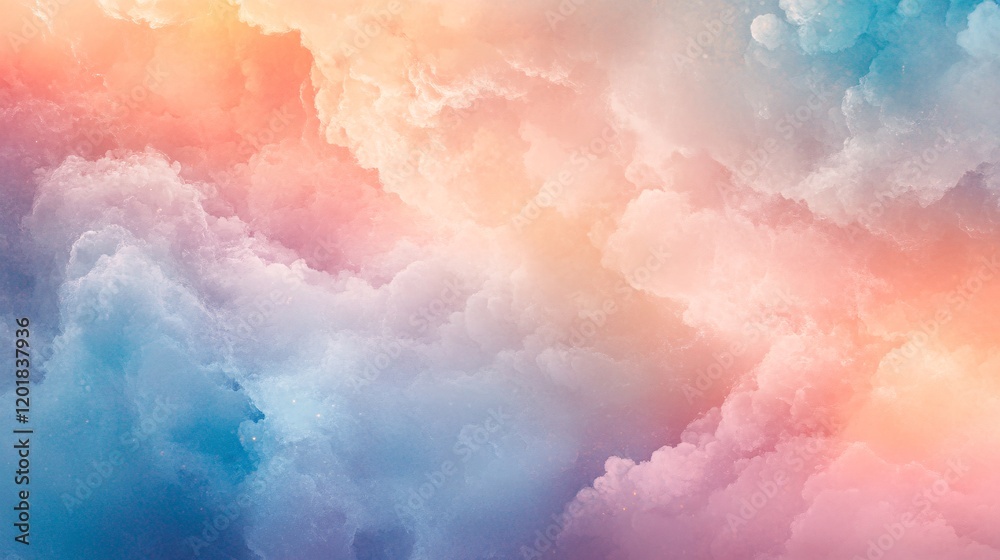 Fototapeta premium Soft Pastel Clouds in a Dreamy Sky with Gentle and Vibrant Hues of Pink and Blue