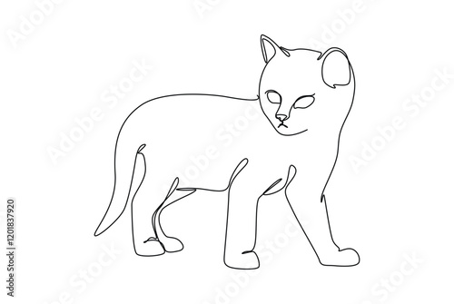 Line Art Cat or Kitten Drawing for wall decoration