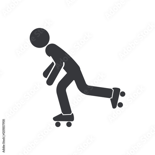Isolated sport pictogram man in line skating, roller blade activity icon sign