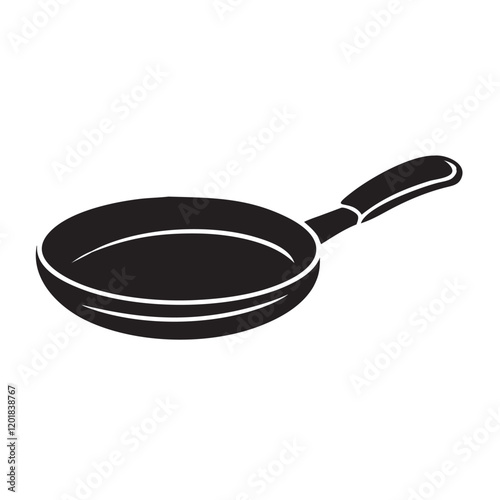 frying pan black silhouette vector illustration
