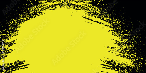 Yellow and black backdrop with dot halftone pattern element. Abstract brush grunge background. retro comic concept for your graphic design, banner or poster. photo