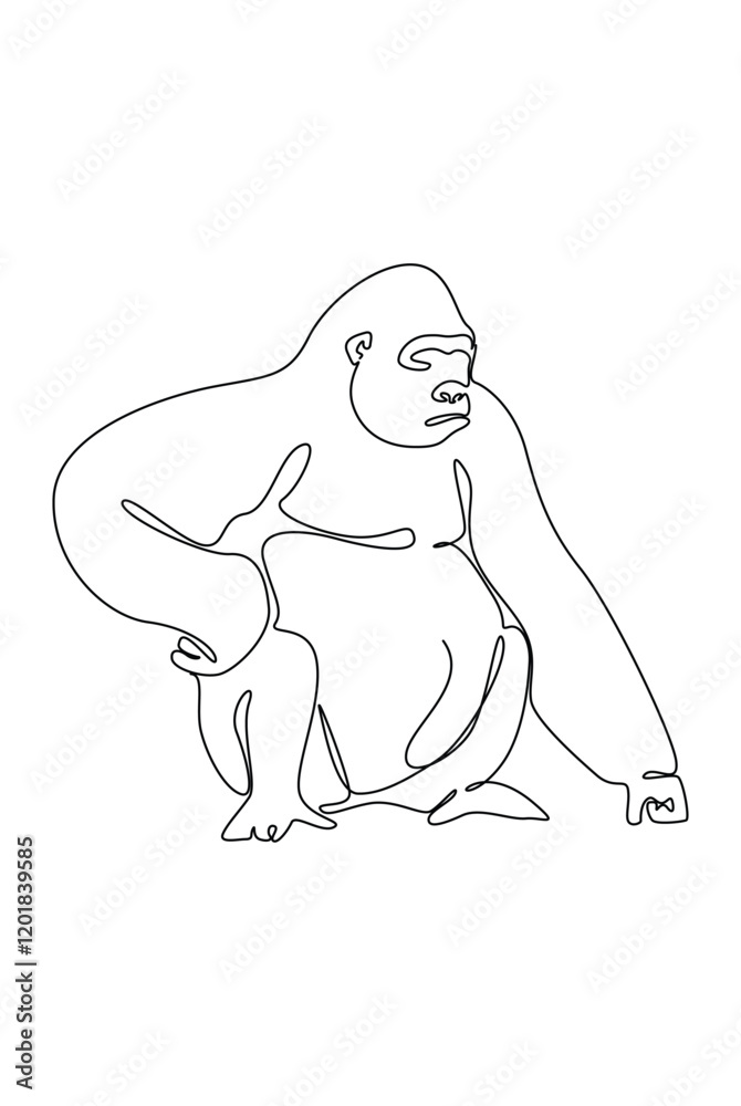Obraz premium Primates simple line art drawing for interior decoration of the wall