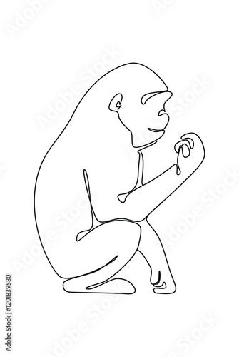 Primates simple line art drawing for interior decoration of the wall