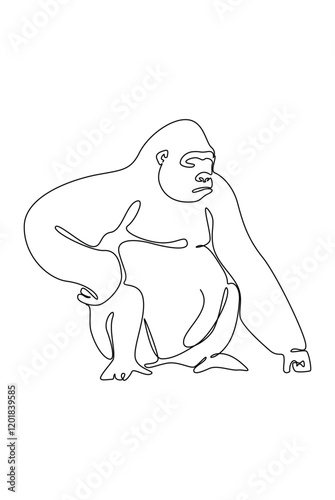 Primates simple line art drawing for interior decoration of the wall