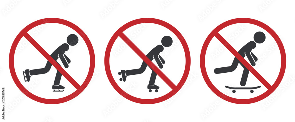 Bune isolated prohibition sign do not skate, skateboarding, snow skating, for danger area Bune isolated prohibition sign do not skate, skateboarding, snow skating, for danger area