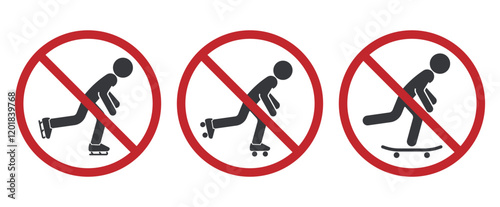 Bune isolated prohibition sign do not skate, skateboarding, snow skating, for danger area