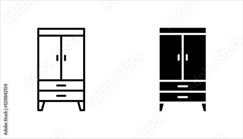 Cupboard icon set. Vector illustration for web design, mobile app, and UI. Isolated on white background.