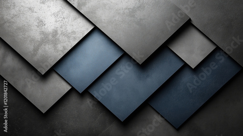 Wallpaper Mural Layers of textured gray and blue panels create modern, abstract design. gradients and angles evoke sense of depth and sophistication, perfect for contemporary backgrounds Torontodigital.ca