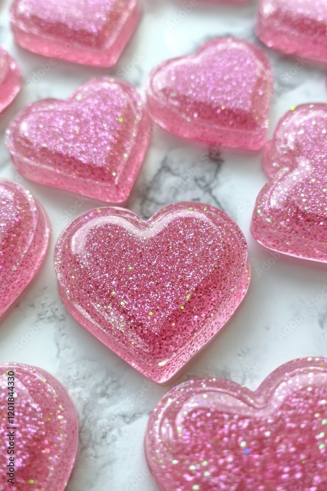 Valentine's Day Glitter Pink Hearts, Generative AI, Valentine's Day Glitter Pink Hearts, Generative AI,