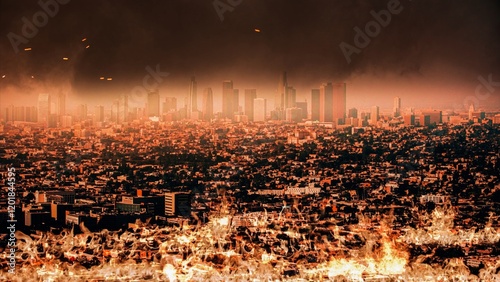 Wildfires ravage Los Angeles skyline during 2025 disaster event