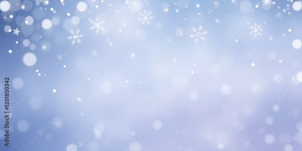 A light blue and white blurred background with a soft, ethereal snowfall and sparkling bokeh lights A light blue and white blurred background with a soft, ethereal snowfall and sparkling bokeh lights