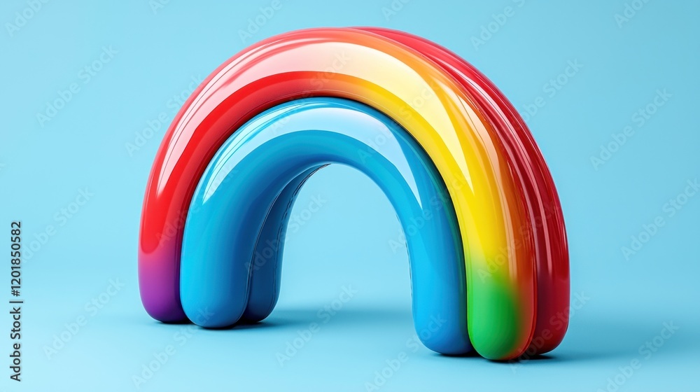 Obraz premium Glossy Rainbow Arch on Light Blue Background