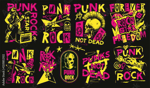 Punk rock art with vibrant designs and messages