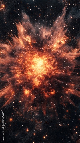 Wallpaper Mural Cosmic explosion, fiery nebula, space background, abstract art, science illustration Torontodigital.ca