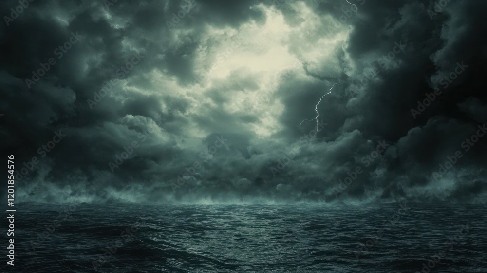 Dramatic stormy sea with dark clouds and lightning. Dramatic stormy sea with dark clouds and lightning.