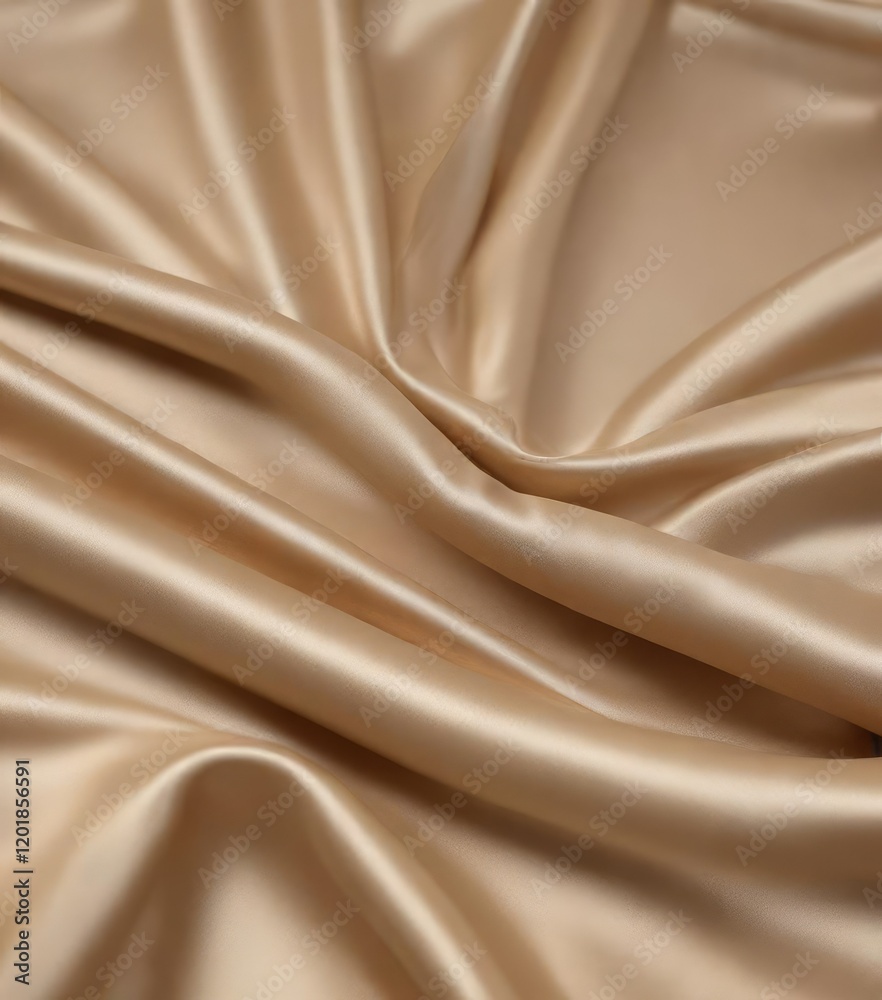 Fototapeta premium Beige and champagne metallic fabric with a smooth and soft sheen, elegant material, soft sheen, sophisticated fabric