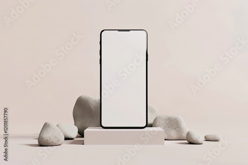 Vibrant Image of Realistic Clay Screen Phone Mockup Isolated Render