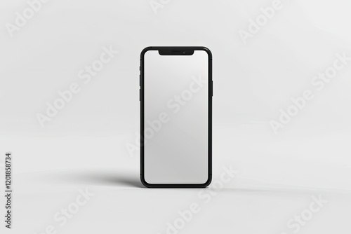 Clear Pixel Picture of Vector Drawing Mockup Phone Matte Black Color on White Background