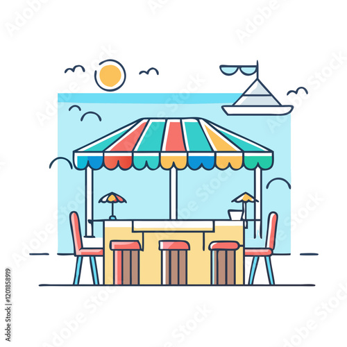beachside caf icon, beachside caf vector illustration-simple illustration of beachside caf, perfect for beachside caf logos and icons