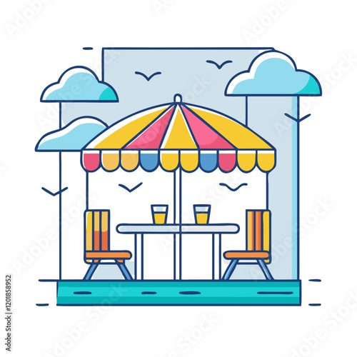beachside caf icon, beachside caf vector illustration-simple illustration of beachside caf, perfect for beachside caf logos and icons