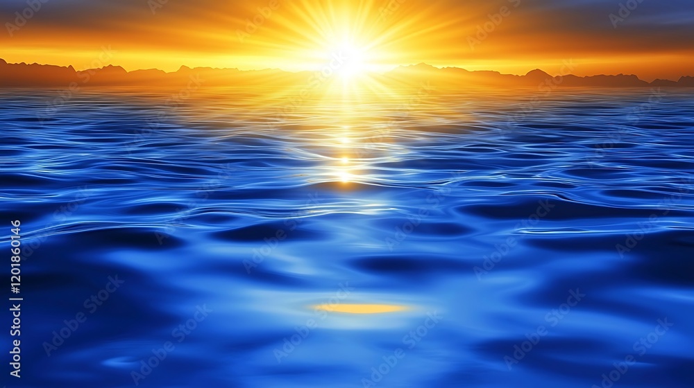 Fototapeta premium Stunning Sunset Ocean Landscape with Vibrant Sky Reflection