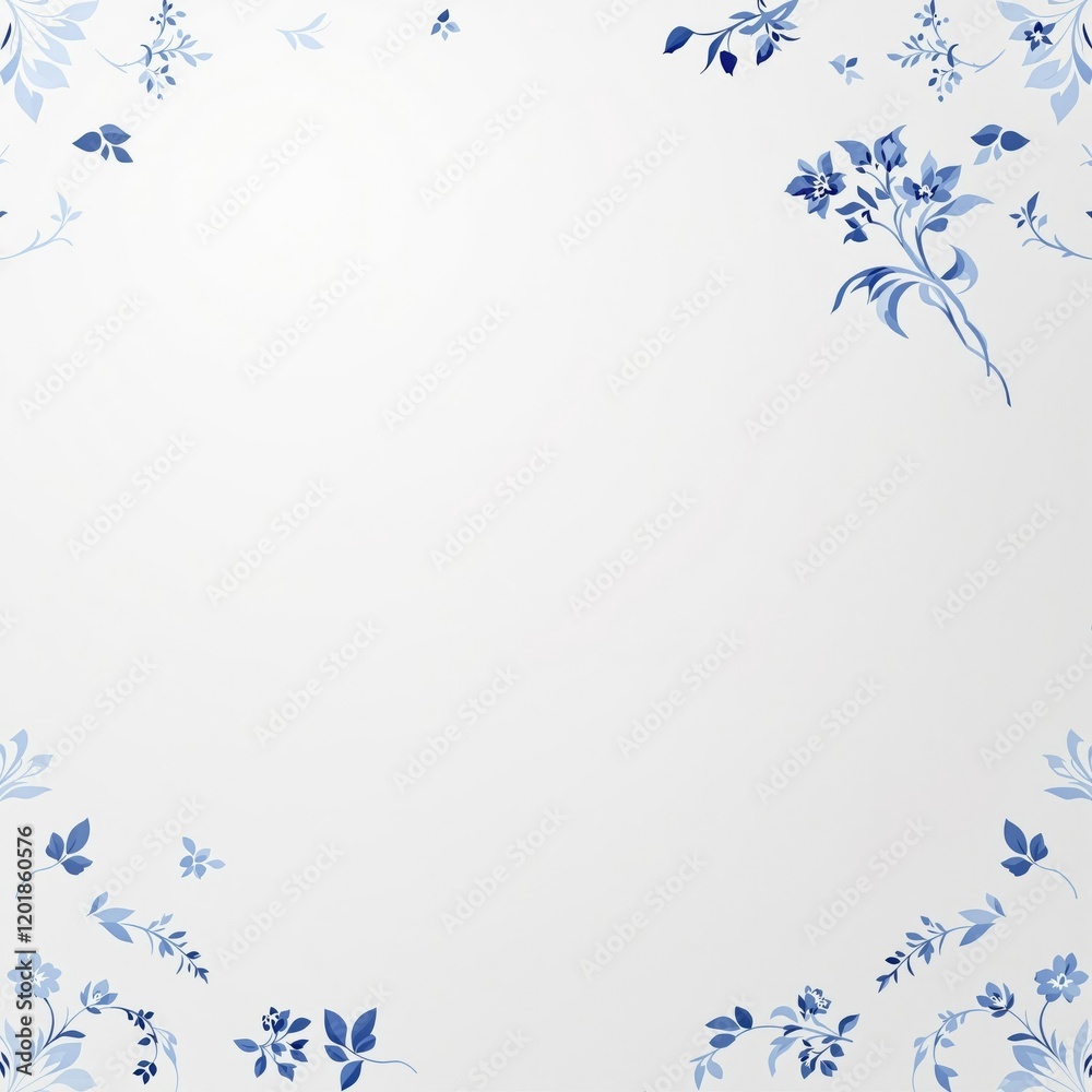Obraz premium Classic blue and white floral pattern, reminiscent of traditional porcelain designs, vivid, vibrant, decorative arts, festive, ornate