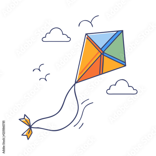 kite flying icon, kite flying vector illustration-simple illustration of kite flying, perfect for kite flying logos and icons